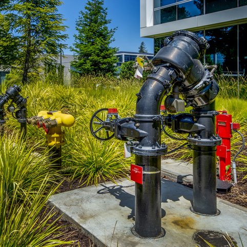 A Backflow Preventer Outside of a Workplace.
