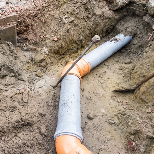 A Pipe Dug Up in a Plumbing Excavation.